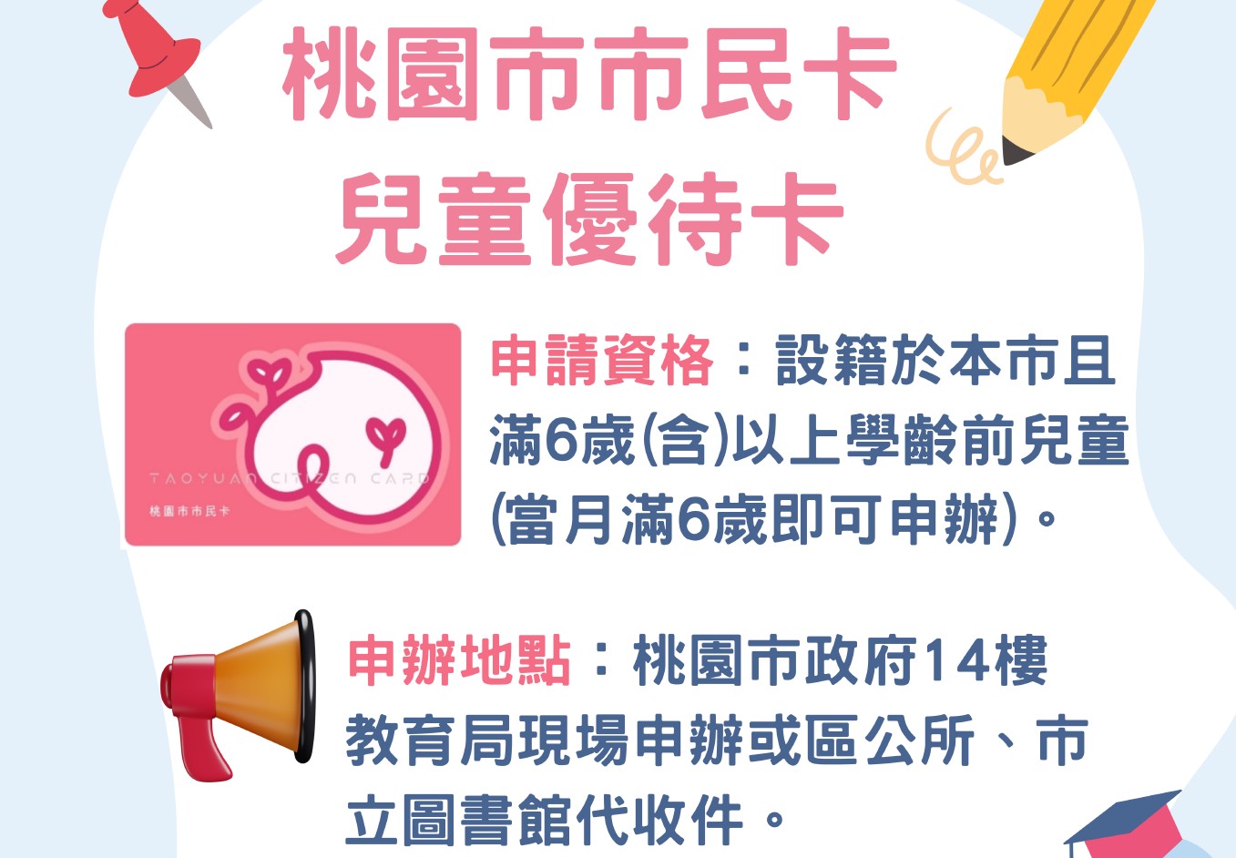 桃園市市民卡申請表(兒童優待卡)