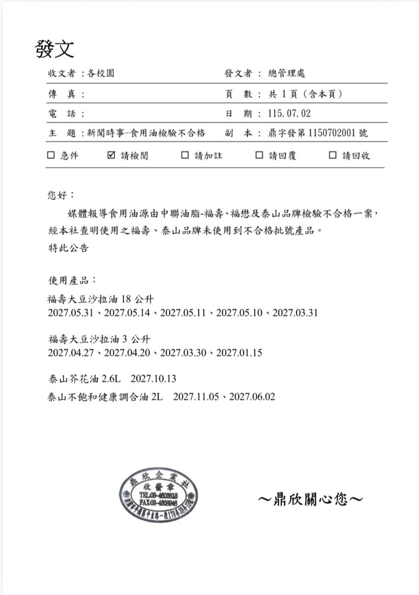新聞時事-未使用不合格之食用油